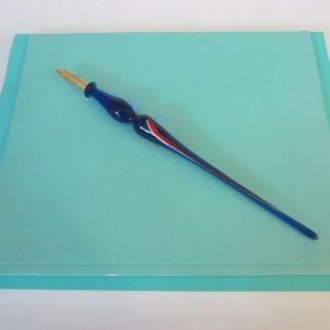 Murano Blue Dipping Glass Pen Gold Foil Calligraphic